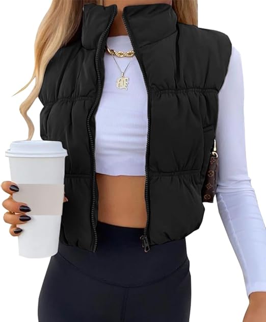 Cropped Women's Puffer Vest – Lightweight & Stylish Sleeveless Puffer Jacket