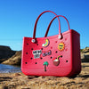 X-Large Rubber Beach Tote, Durable Waterproof Beach Bag With Charms