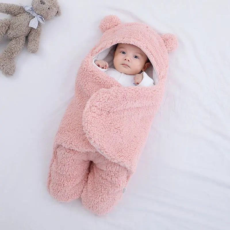 Adorable Teddy Bear Newborn Swaddle Wrap – Soft Fleece Swaddle Blankets for Infants