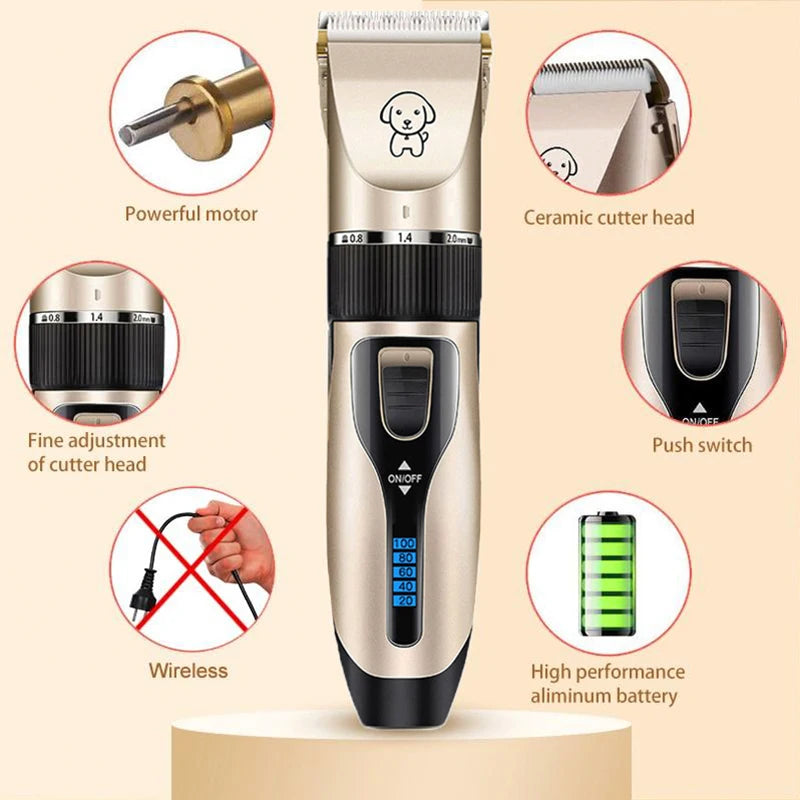 Professional Cordless Dog Grooming Clippers – Quiet, Rechargeable, and Perfect for All Breeds