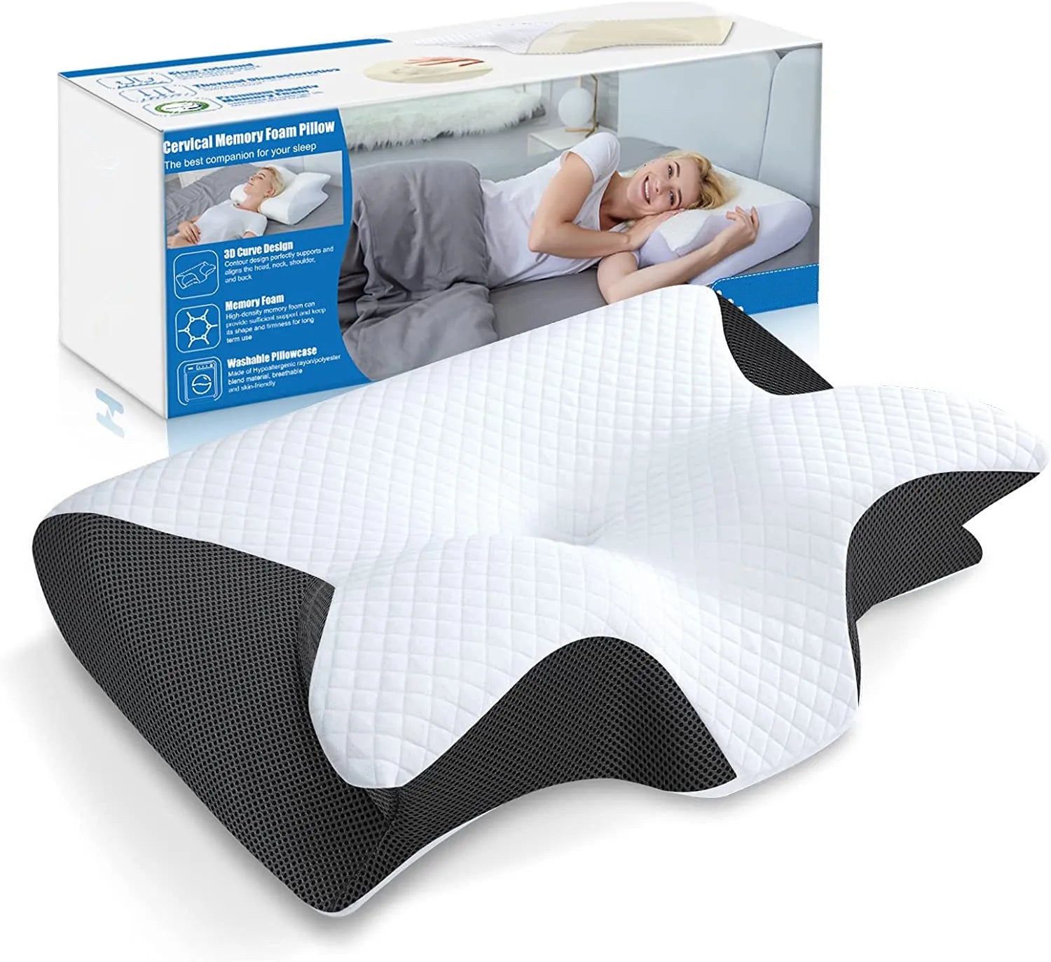 Cervical Support Pillow - Memory Foam Pillow for Neck Pain