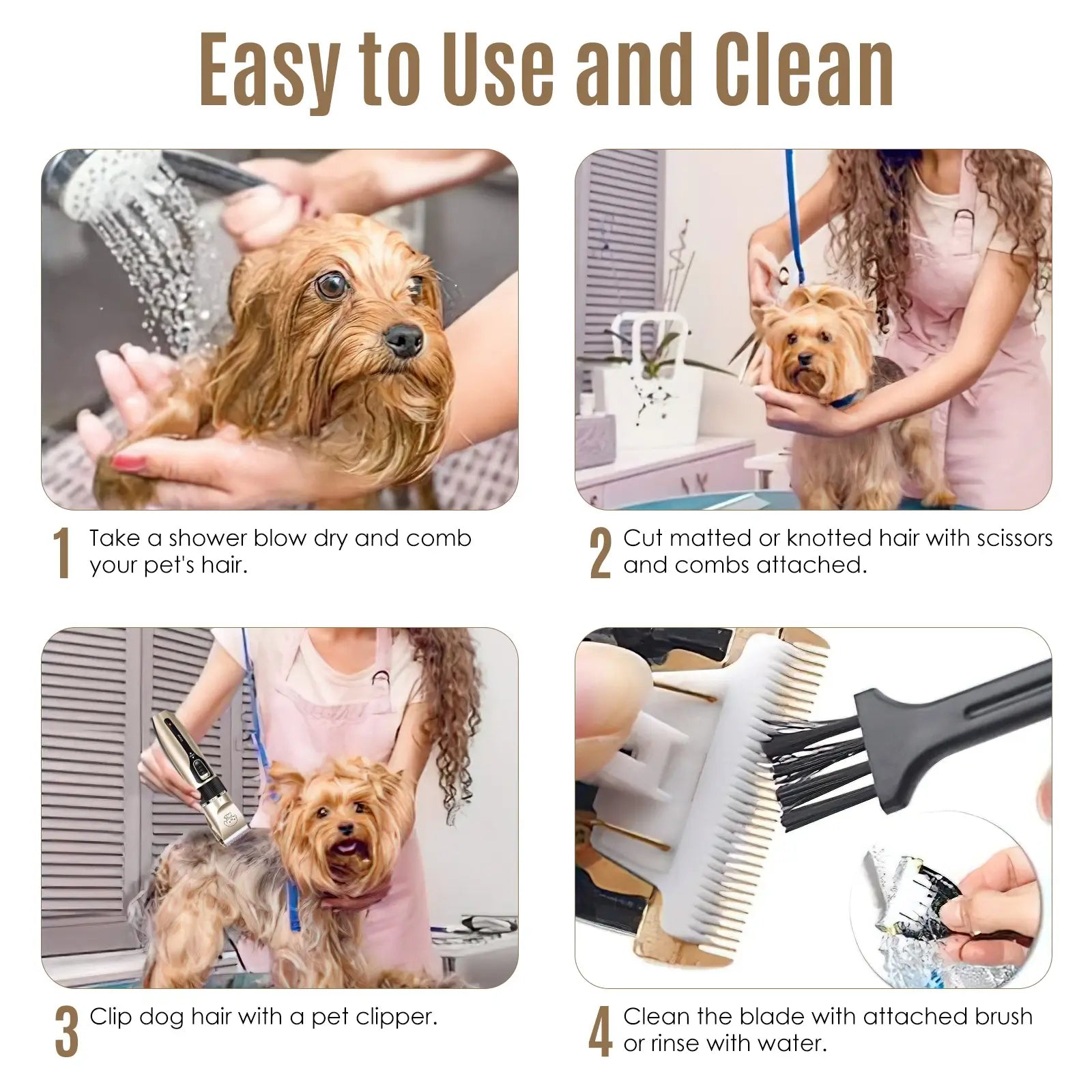 Professional Cordless Dog Grooming Clippers – Quiet, Rechargeable, and Perfect for All Breeds