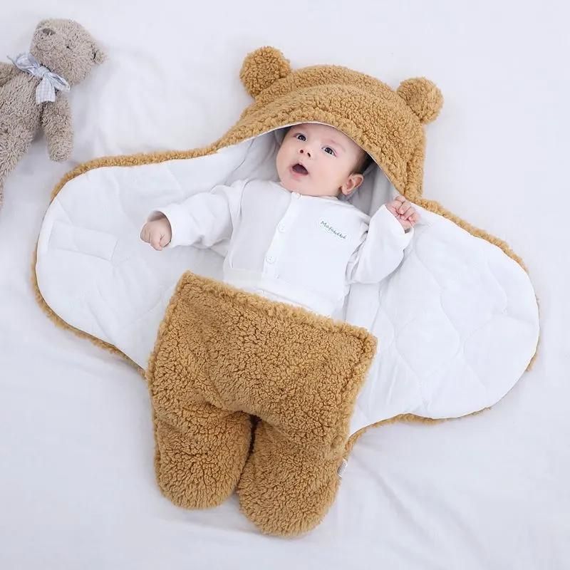 Adorable Teddy Bear Newborn Swaddle Wrap – Soft Fleece Swaddle Blankets for Infants